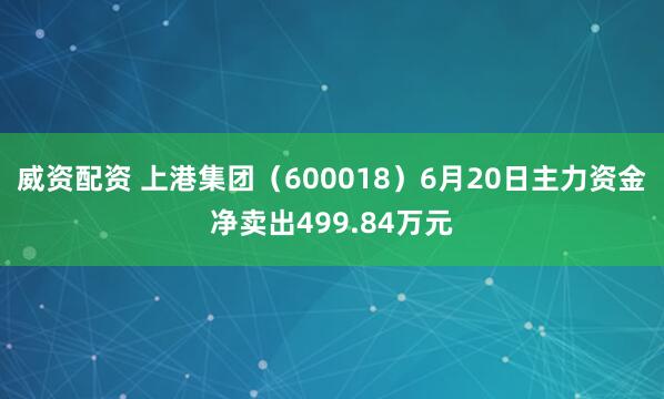 威资配资 上港集团（600018）6月20日主力资金净卖出499.84万元
