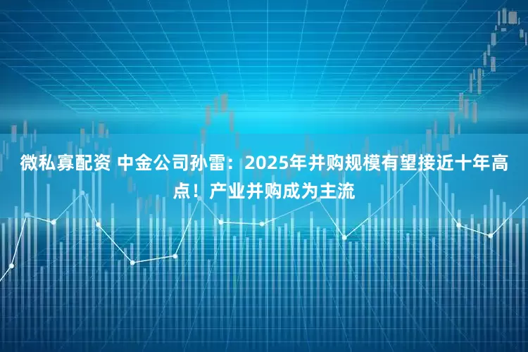 微私寡配资 中金公司孙雷：2025年并购规模有望接近十年高点！产业并购成为主流